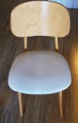 Set Of 4 x BUNNY CHAIR Wood And PU Beige Leather Upholstery Chairs Seat 18.5
