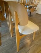 Set Of 4 x BUNNY CHAIR In Durable Light Wood And PU Beige Leather Upholstery Chairs - Seat 18.5