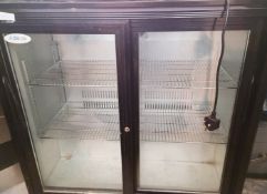 1 x ADEXA Black Back Bar Cooler With 2 Sliding Glass Doors 220 Litre Capacity