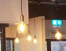 Set Of 5 x Set Of Sleek 'Edison' Modern Pendant 1 Wire Lamp In Brass & Twisted Fabric Wire Drop