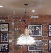 8 x Industrial-style Pendant Restaurant Light Fittings In Copper With Pleated Glass Shades - CL819