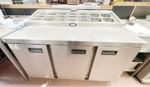 1 x FOSTER Commercial Gastronorm Prep Counter With Salad / Pizza Topper With Containers And Roll