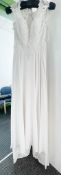1 x LILIAN WEST 'Kate' Designer Crochet Lace Sweetheart Wedding Dress Bridal Gown, With Silk Flowing