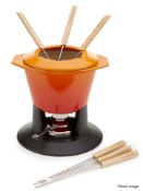 1 x LE CREUSET Signature Enamelled Cast Iron Fondue Set In Volcanic Orange - Original RRP £235.00