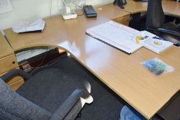1 x Curved Office Desk With 3 Drawer Pedestal and Chair - 120x80cms