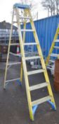 1 x Fibreglass Site Ladder With 7 Treads - Suitable For Working Around Thermal or Electrical Dangers