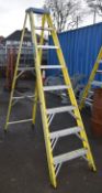 1 x Fibreglass Site Ladder With 7 Treads - Suitable For Working Around Thermal or Electrical Dangers