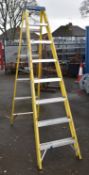 1 x Fibreglass Site Ladder With 7 Treads - Suitable For Working Around Thermal or Electrical Dangers