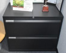 1 x 2 Drawer Metal Filing Cabinets in Black - Size: H70  x W80 x D47 cms - Ref: C207 - CL816 -