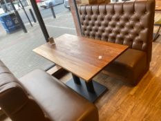 2 x High-backed, Single-sided, 2-Person Booth Seating Benches In Tan With 1 x Wooden Topped Dining