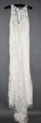 1 x NOVA BELLA '30335' Lace Overlay Fishtail Designer Wedding Dress Bridal Gown RRP £1,250 UK 10