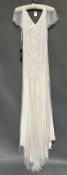1 x ELIZA JANE HOWELL Beautiful Beaded Chiffon Bias Cut Designer Wedding Dress RRP £2,745 UK12