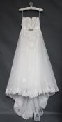 1 x LUSAN MANDONGUS 'Saffron' Strapless And Chiffon Lace Designer Wedding Dress RRP £1,480 UK14