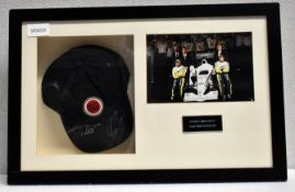 1 x Signed Autographed JACQUES VILLENUEVE & OLIVER PANIS 'Lucky Strike Hat'