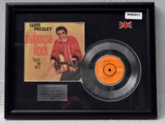 1 x ELVIS PRESLEY - Jailhouse Rock On RCA Records Framed 7 Inch Vinyl