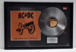 1 x ACDC - For Those About To Rock We Salute You On Atlantic Records Framed 12 Inch Vinyl