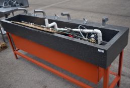 1 x Marble Sink with Orange Metal Stand with 4 Taps