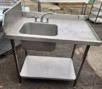 1 x Stainless Steel Single Sink Wash Unit With Sink Cover, Anti Overflow Surface and Mixer Tap