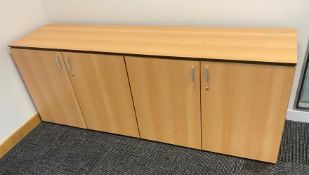 1 x Four Door Sideboard Office Storage Cabinet With a Light Wood Finish - Size: W200 x D49 cms