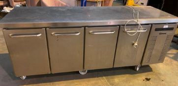 1 x Gram Stainless Steel Four Door 215cm Refrigerated Countertop Prep Fridge