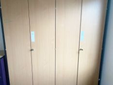 1 x Four Door Upright Office Storage Unit With Beech Wood Doors, Internal Shelves and File Rails