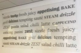 1 x Wall Mounted Acrylic Canteen Sign With Food and Drink Branding - Size: 245  x 125 cms - Ref: