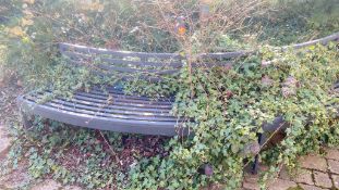 1 x Metal Seating Bench With a Curved Design and Slatted Seats / Backrests - Width: 330cms