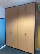 1 x Four Door Upright Office Storage Unit With Beech Wood Doors and Internal Shelves - Includes Keys