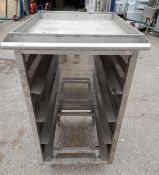 1 x Stainless Steel Food Tray Glass Collection Trolley With Shelf Runners and Castor Wheels