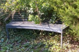 1 x Metal Seating Bench With a Curved Design and Slatted Seats / Backrests - Width: 180cms