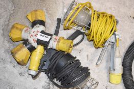 2 x 110v Site Lights and 110v Multi Socket Adaptor