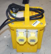 1 x Site Transformer For 110v Tools and Lighting - 3.3kva - 2 x 16A Sockets - 240v to 110v