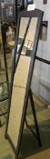 1 X Black Painted Wood Folding Dress Mirror - Approx 35X110Cm - Ref: J121 - CL531 - Essex,