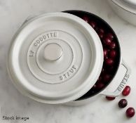 1 x STAUB 24cm Round Cocotte With Self-basting Lid, In Truffle White - Original Price £259.99