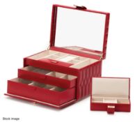 1 x WOLF 'Caroline' Luxury Genuine Leather Upholstered Jewellery Case, Red - Original Price £295.00