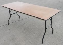 4 x Wooden Trestle Tables With Folding Tubular Metal Legs - Recently Relocated From An Exclusive
