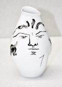 1 x JEAN COCTEAU / ROSENTHAL 'Tetes Face' Sculptural Glazed Porcelain Art Vase, 22cm - Circa 1970