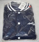 1 x Rolling Stones Varsity Baseball Jacket With Iconic Tongue Logo - Size: X LARGE - Colour: Navy