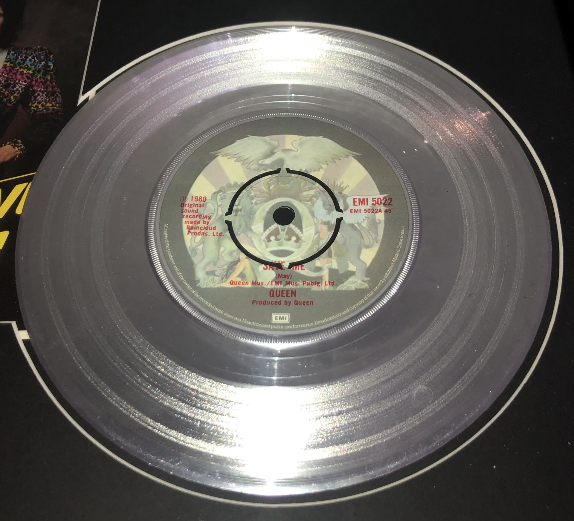 1 x Queen 'Save Me' Silver 7 Inch Vinyl - Mounted and Presented in Black Frame - Ref: RNR4007 - - Image 2 of 3