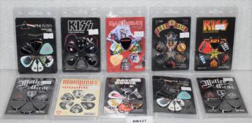 10 x Assorted Guitar Pick Multipacks By Perri's- 6 Picks Per Pack - Features Bowie, Pink Floyd,