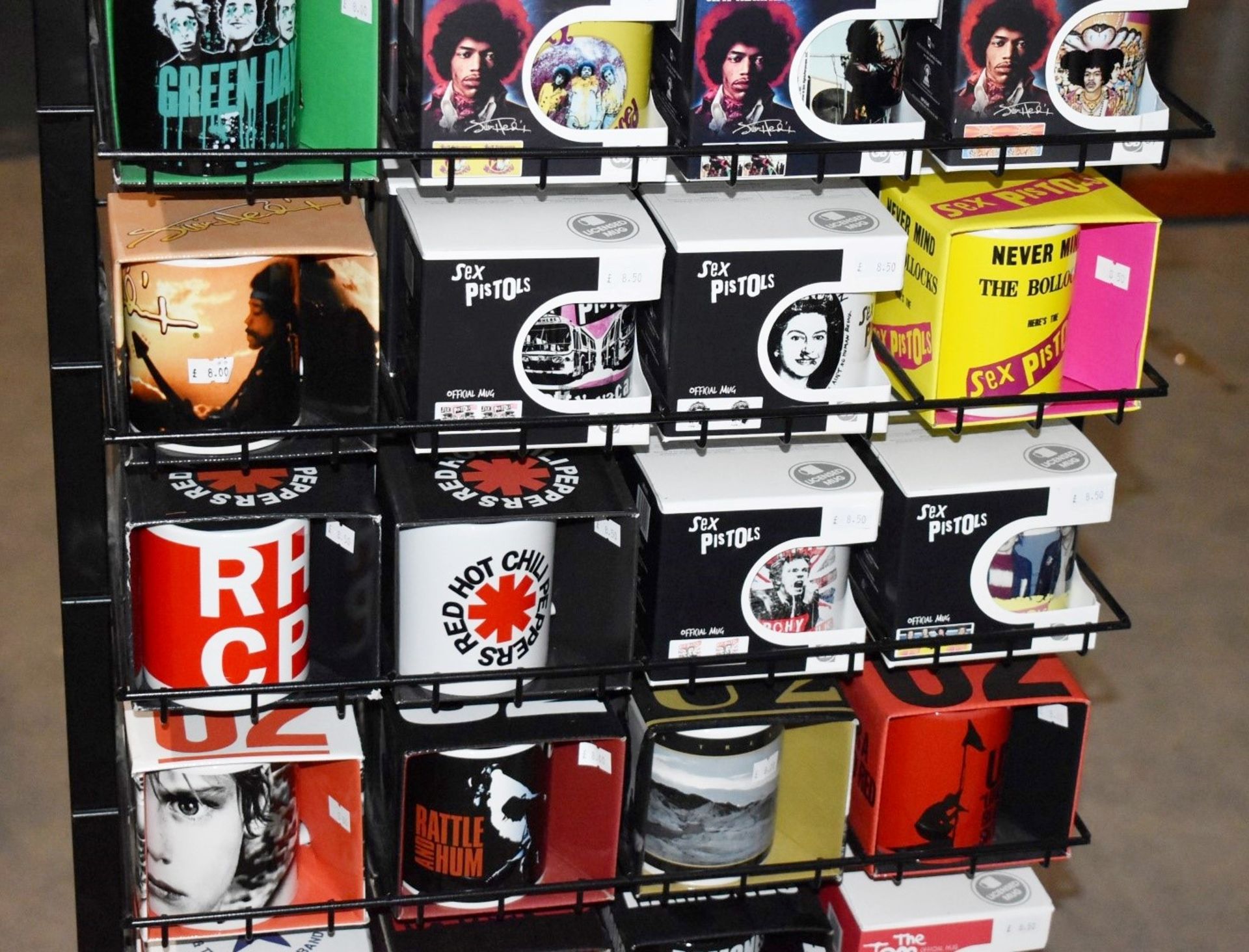 124 x Various Boxed Rock Music Themed Drinking Mugs With Freestanding Retail Display Stand - - Image 9 of 20