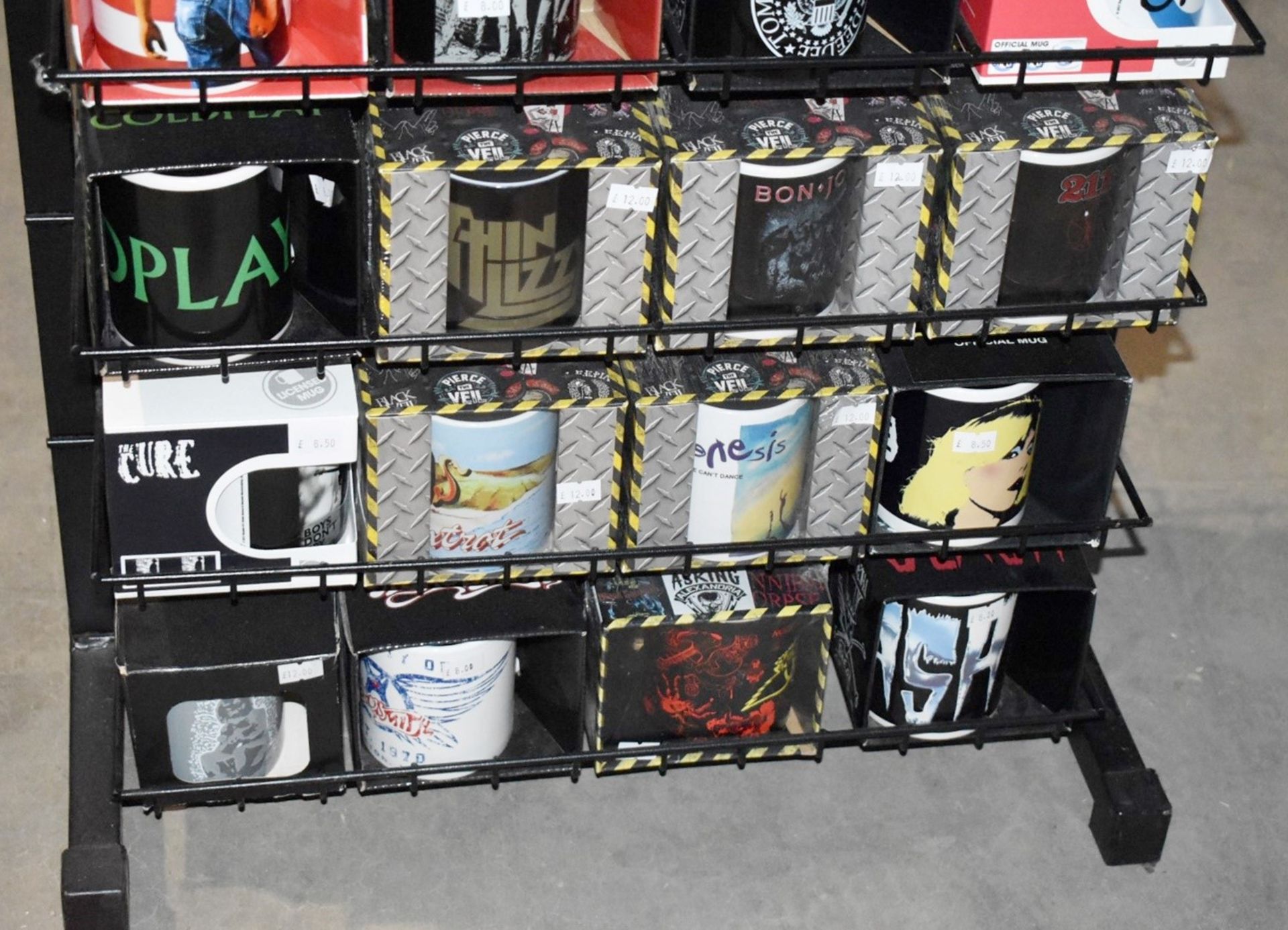 124 x Various Boxed Rock Music Themed Drinking Mugs With Freestanding Retail Display Stand - - Image 11 of 20
