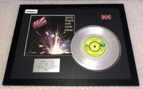 1 x Pink Floyd 'Not Now John' Silver 7 Inch Vinyl - Mounted and Presented in Black Frame - Ref:
