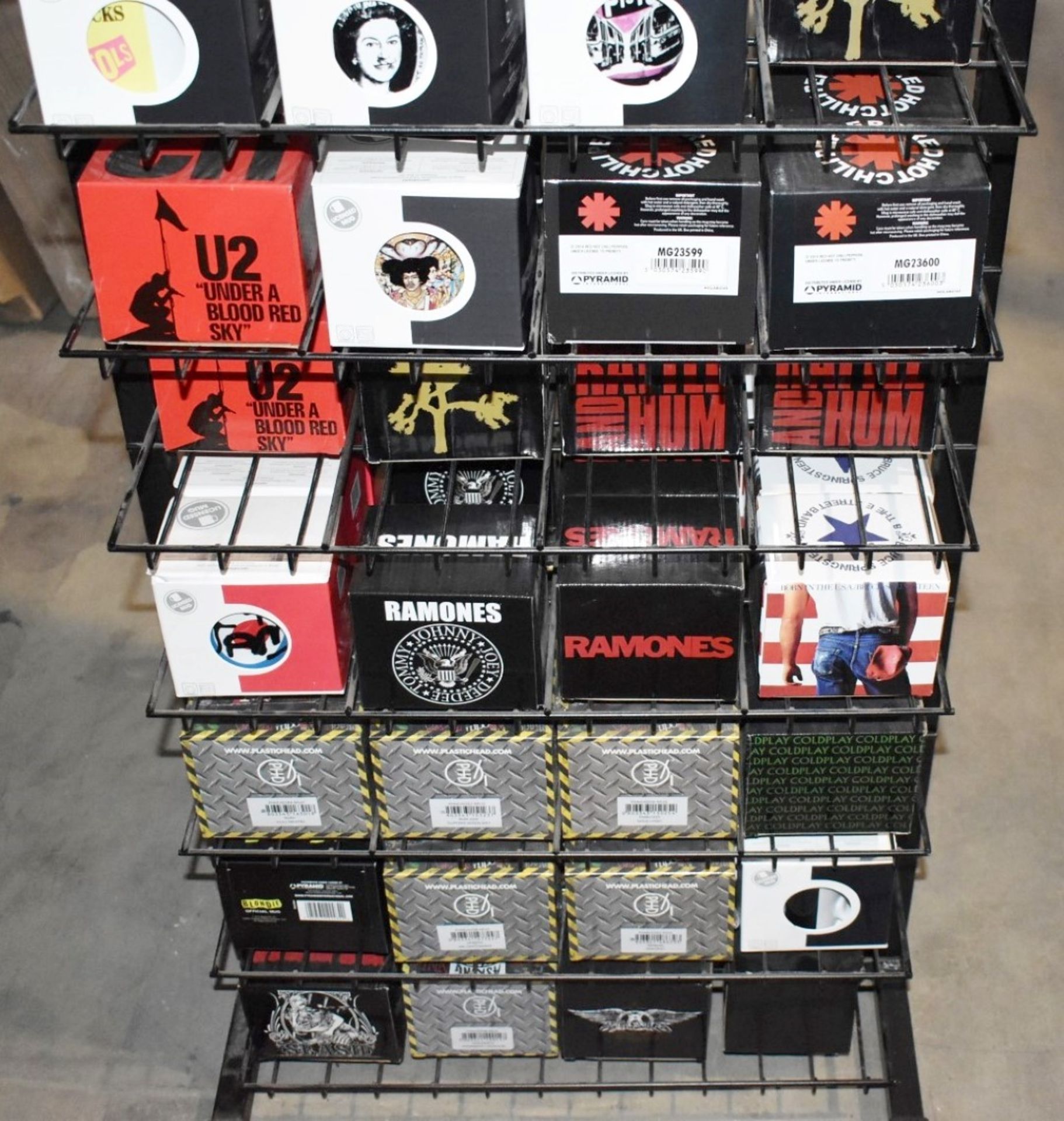 124 x Various Boxed Rock Music Themed Drinking Mugs With Freestanding Retail Display Stand - - Image 13 of 20