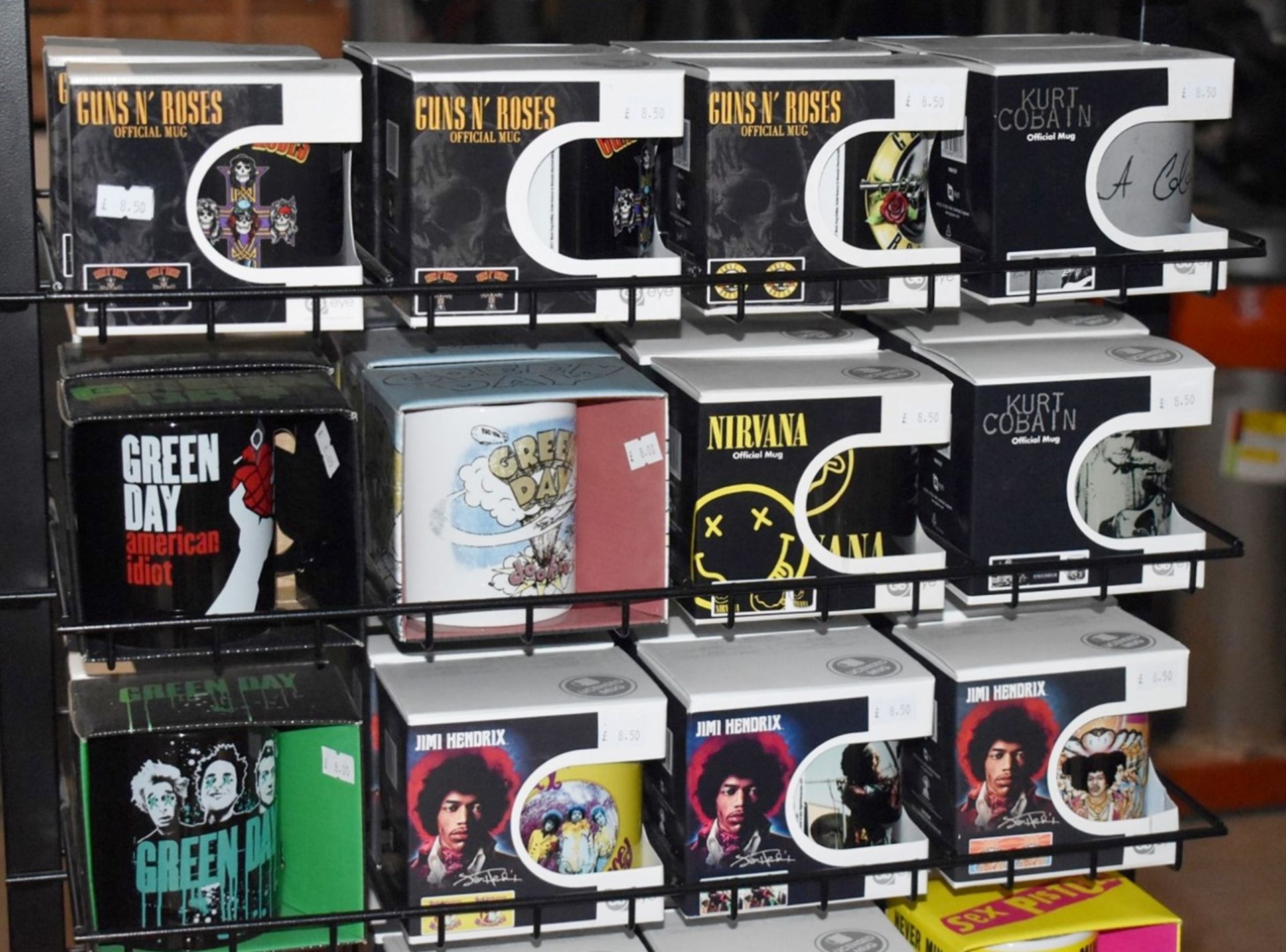 124 x Various Boxed Rock Music Themed Drinking Mugs With Freestanding Retail Display Stand - - Image 8 of 20