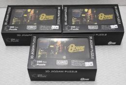 3 x David Bowie Jigsaw Puzzle Set By Iconic Concepts - Includes 2 x 256pc Jigsaws in Collectors
