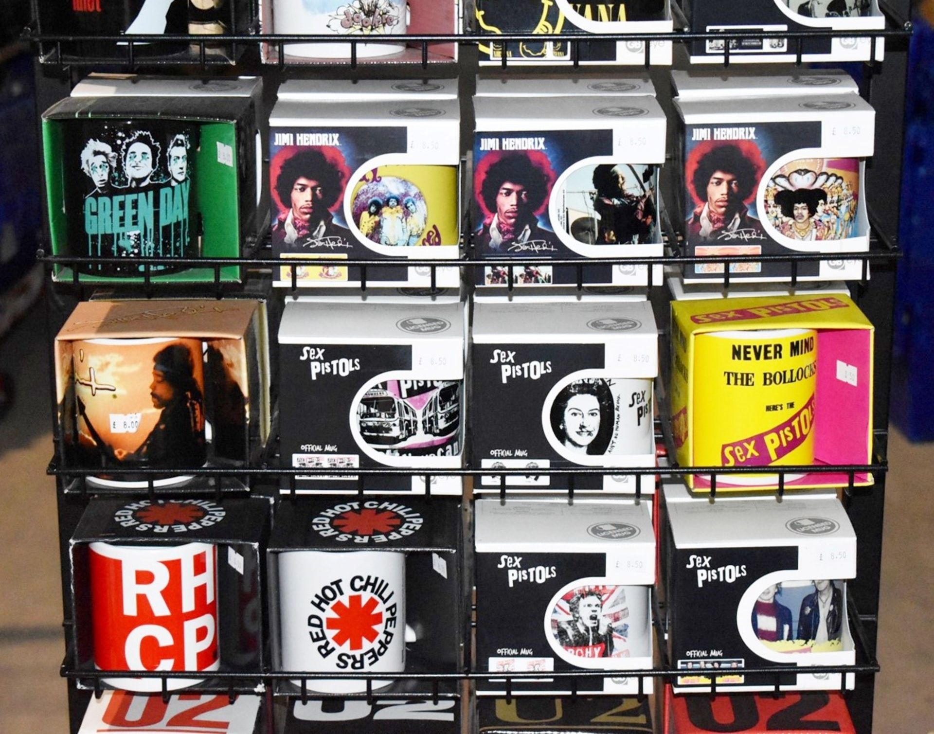 124 x Various Boxed Rock Music Themed Drinking Mugs With Freestanding Retail Display Stand - - Image 4 of 20
