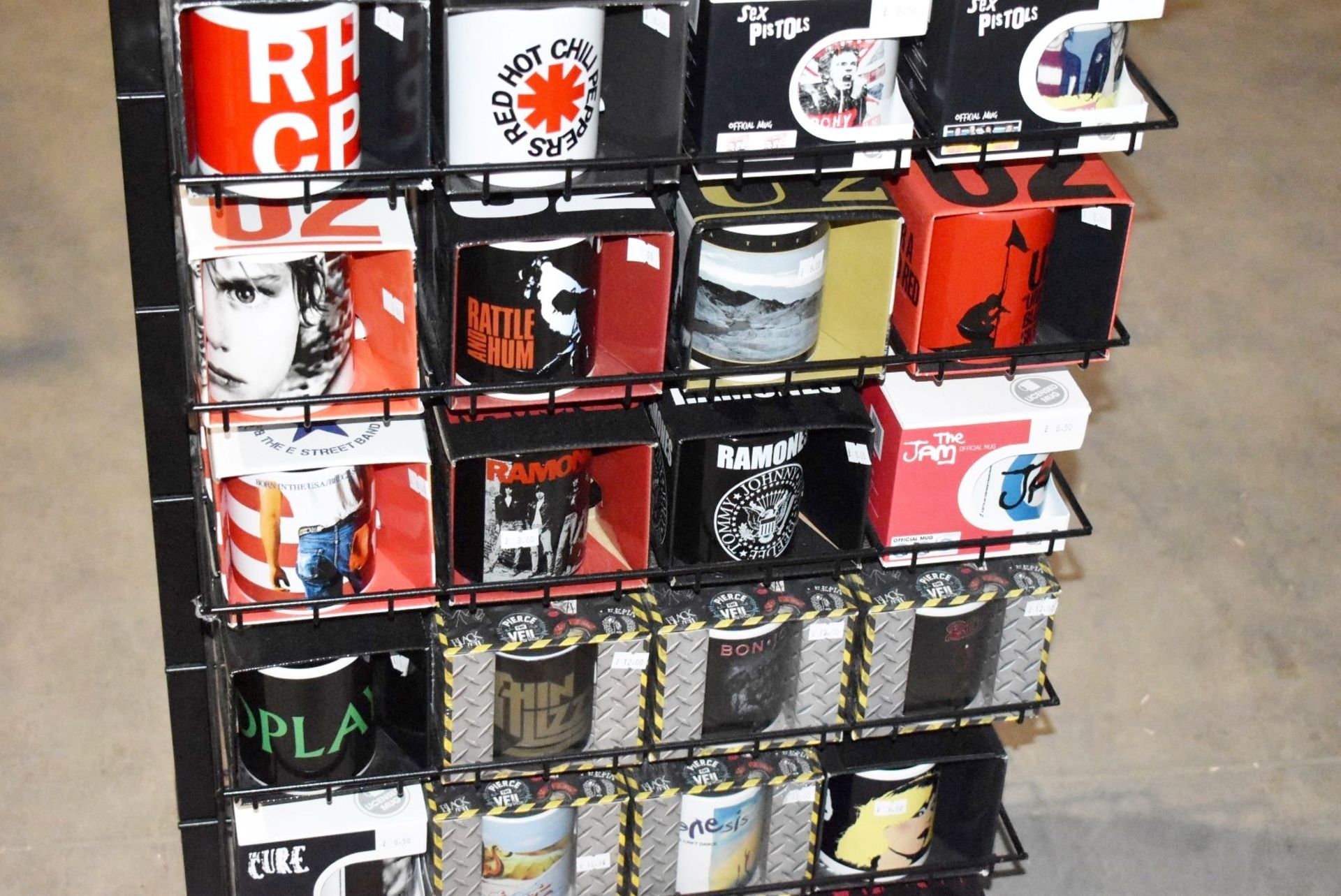 124 x Various Boxed Rock Music Themed Drinking Mugs With Freestanding Retail Display Stand - - Image 10 of 20