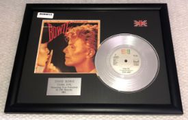 1 x David Bowie 'China Girl' Silver 7 Inch Vinyl - Mounted and Presented in Black Frame - Ref: