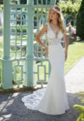 1 x MORI LEE '2034' Stylish Lace Biased Cut Designer Wedding Dress RRP £1,650 UK 10